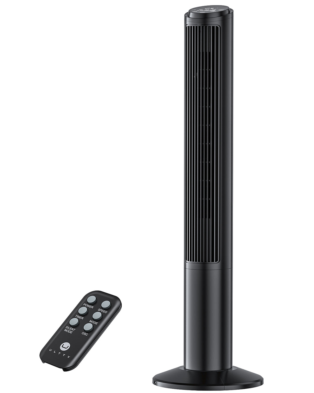 U ULTTY Tower Fan for Bedroom, Standing Fan that Blows Cold Air for Home, 28dB Quiet for Sleep, Remote, 70° Oscillation, 15H Timer, 25ft/s Velocity, 3 Speeds, 4 Modes, Bladeless 40 inch, Black