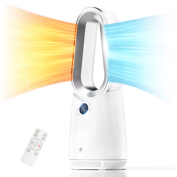 ULTTY Space Heater, Portable Electric Heaters and Cooler Fan Combo with Remote, 80°Oscillation, 9 Speeds, 3 Modes, 8 Timer, 6 Colors LED Light, Fast Safety Heat and Quiet for Office Bedroom Home