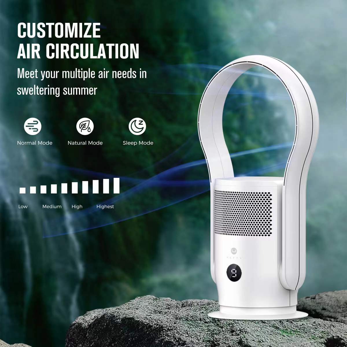 Bladeless Fan Air Purifier CR020,White/Black