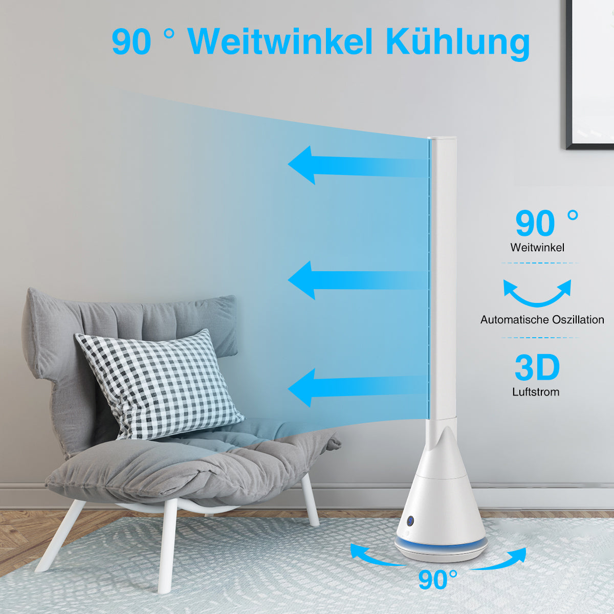 Bladeless Fan with Remote Control CR012,White/BlacK