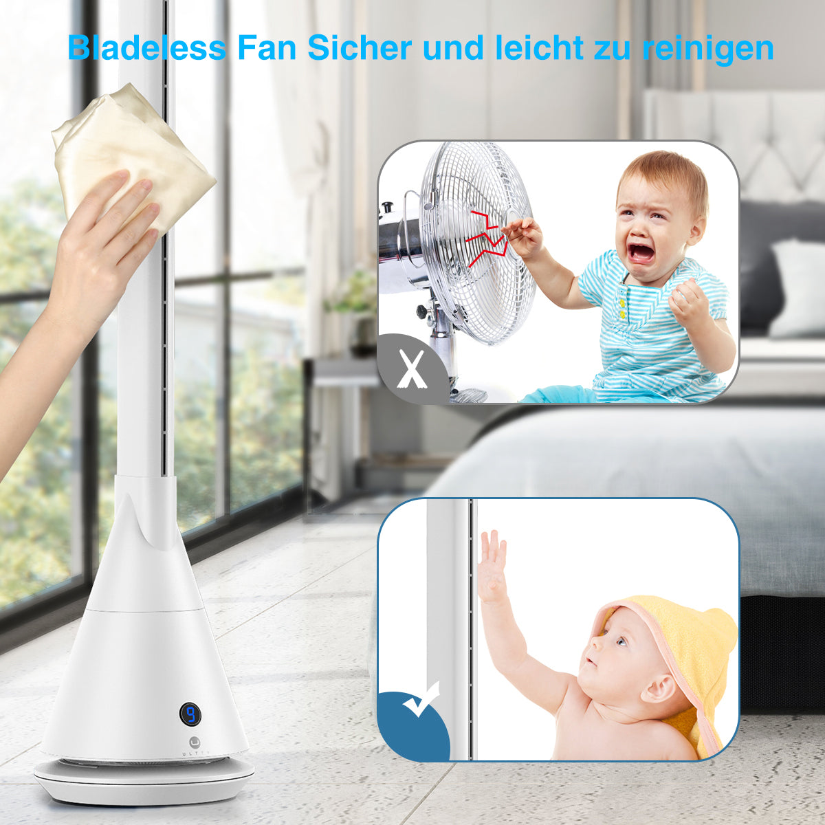 Bladeless Fan with Remote Control CR012,White/BlacK