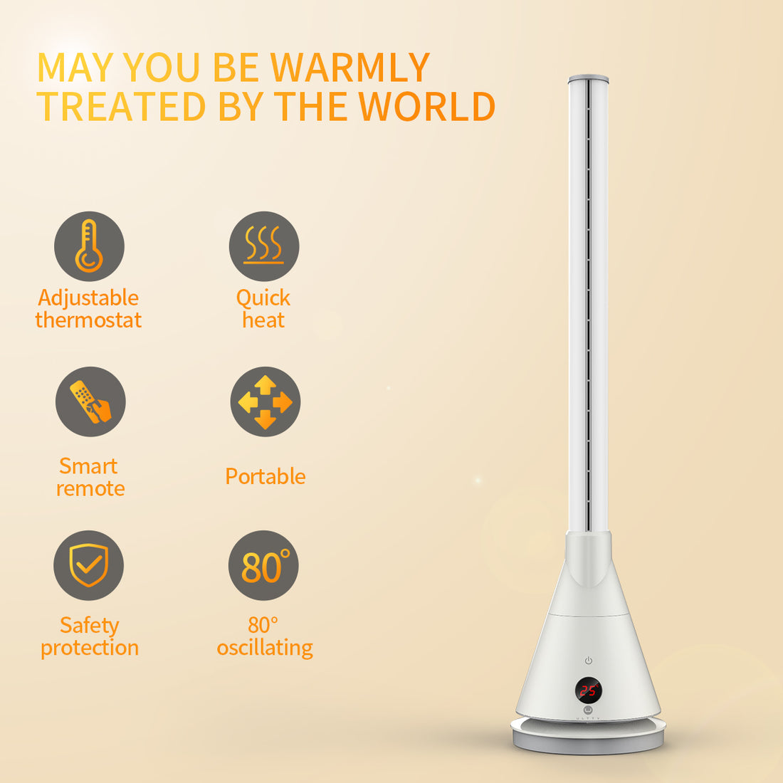Bladeless Fan with Heating Function CR018,White/BlacK