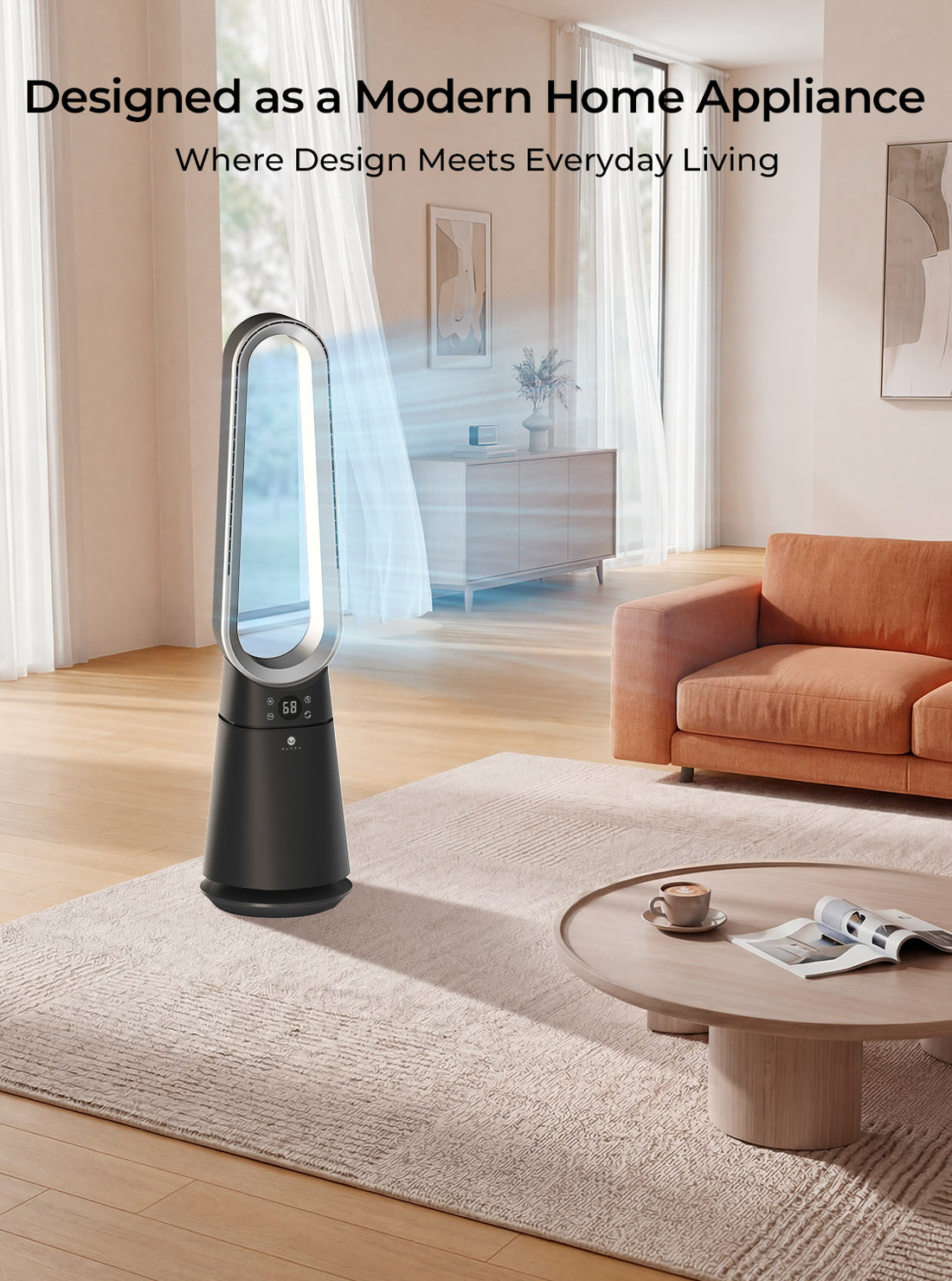 ULTTY Bladeless Fan for Bedroom, 20 Speeds & 3 Modes, Standing Fan with Remote, 8H Timer, 38" Quiet Tower Fan, 120° Oscillation, Powerful 25ft/s Airflow Cooling Fan for Home Office, CR062 Black
