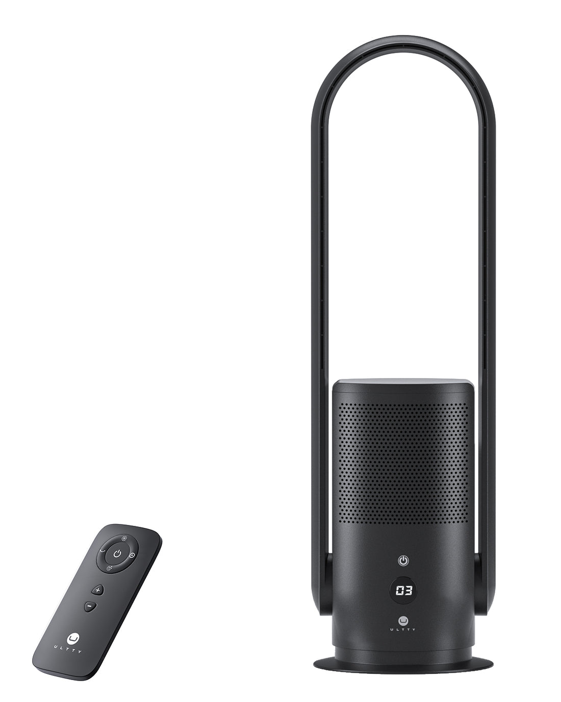 U ULTTY Bladeless Tower Fan and Air Purifier Combo, True HEPA Filter 99.97% Smoke Dust Pollen Dander, Oscillating Tower Fan with Remote Control CR022,Black/White