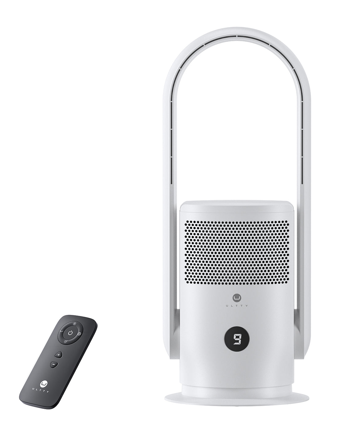 ULTTY Bladeless Tower Fan and Air Purifier in one, True HEPA Filter 99.97% Smoke Dust Pollen Dander, Oscillating Tower Fan with Remote Control R021,White