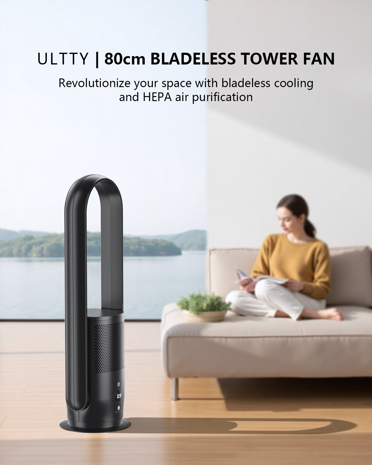 VEVOR Tower Fan Bladeless, 16.4ft/s Velocity Floor Fan that Blows Cold Air, 80° Oscillating 8-Speed Fans, 8H Timer, Standing Fans with H13 HEPA Filtration, Remote Control & Air Purification Mode VEVOR Tower Fan Bladeless, 16.4ft/s Velocity Floor Fan that Blows Cold Air, 80° Oscillating 8-Speed Fans, 8H Timer, Standing Fans with H13 HEPA Filtration, Remote Control & Air Purification Mode