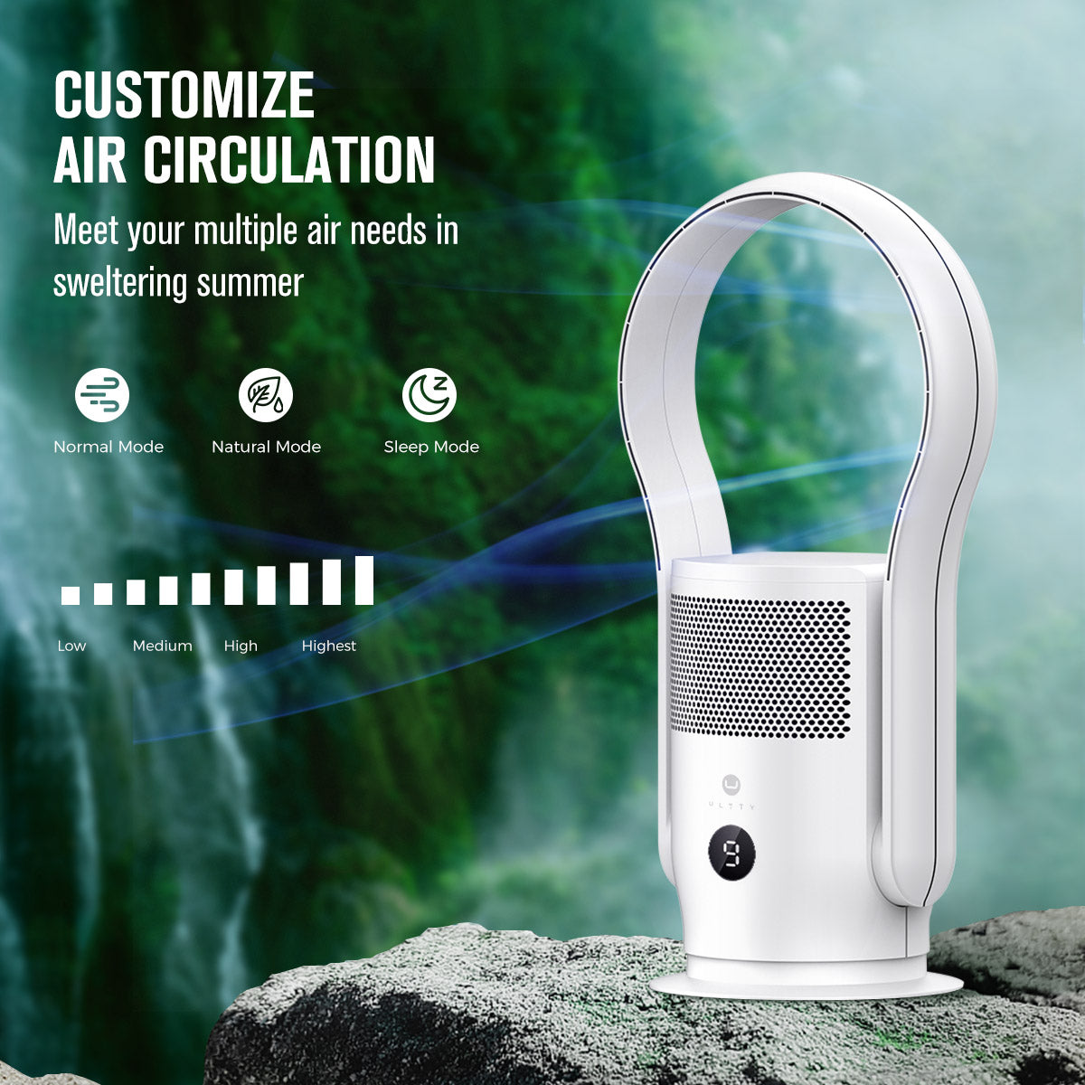 Bladeless Fan Air Purifier CR020,Black/White