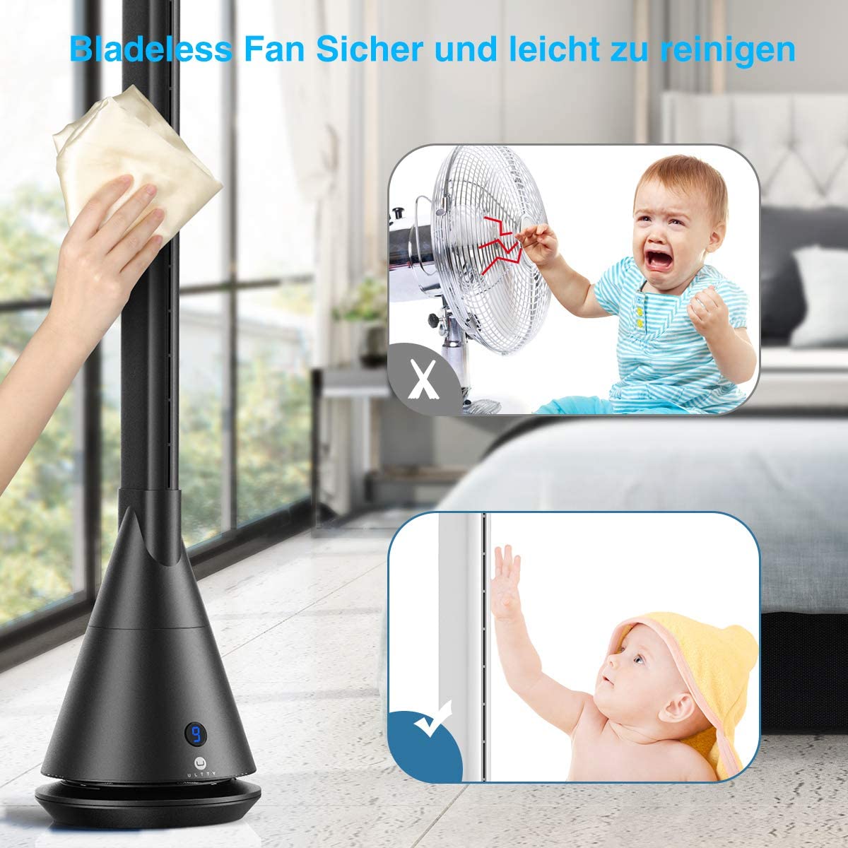 Bladeless Fan with Remote Control CR012,White/BlacK