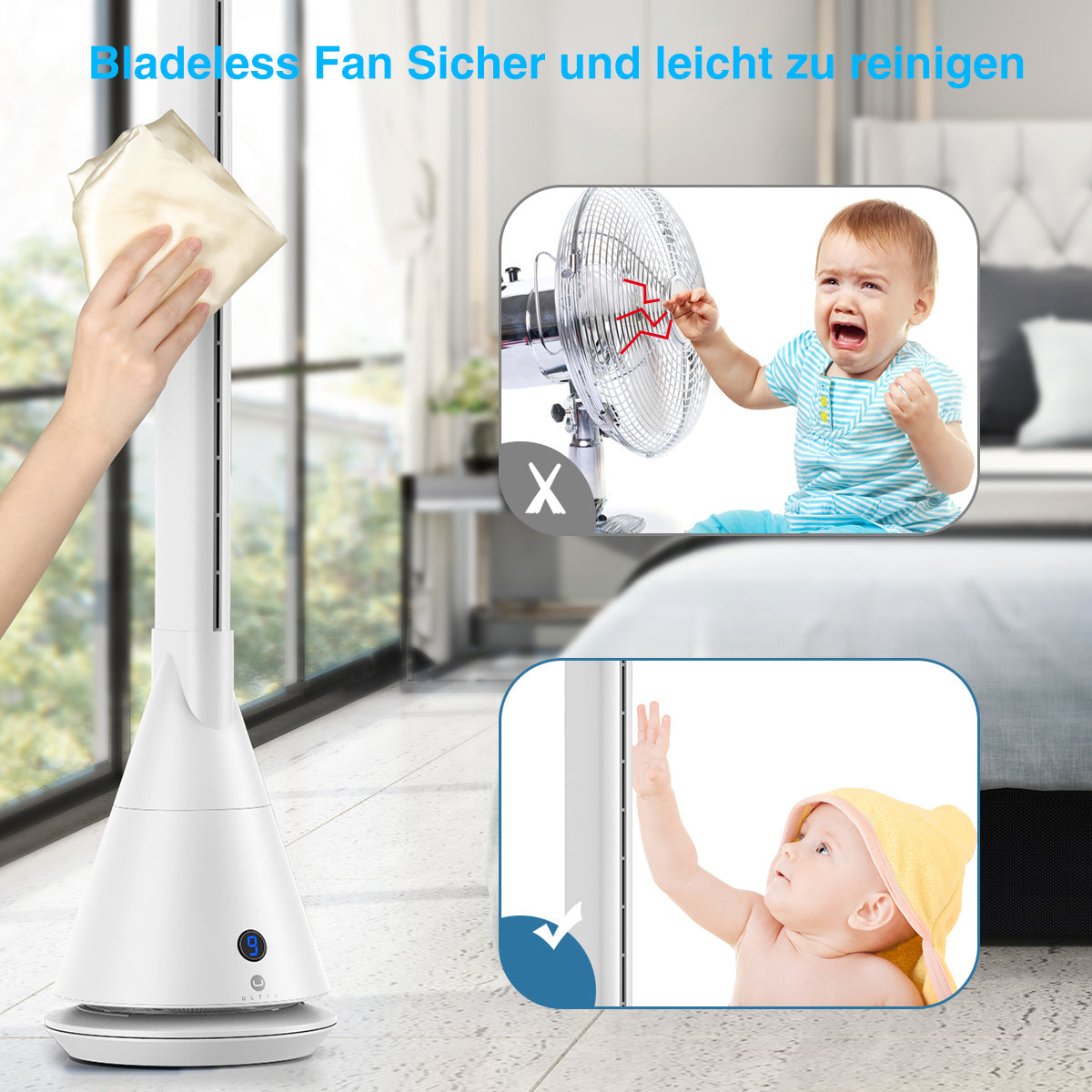 Bladeless Fan with Remote Control CR012,BlacK/White