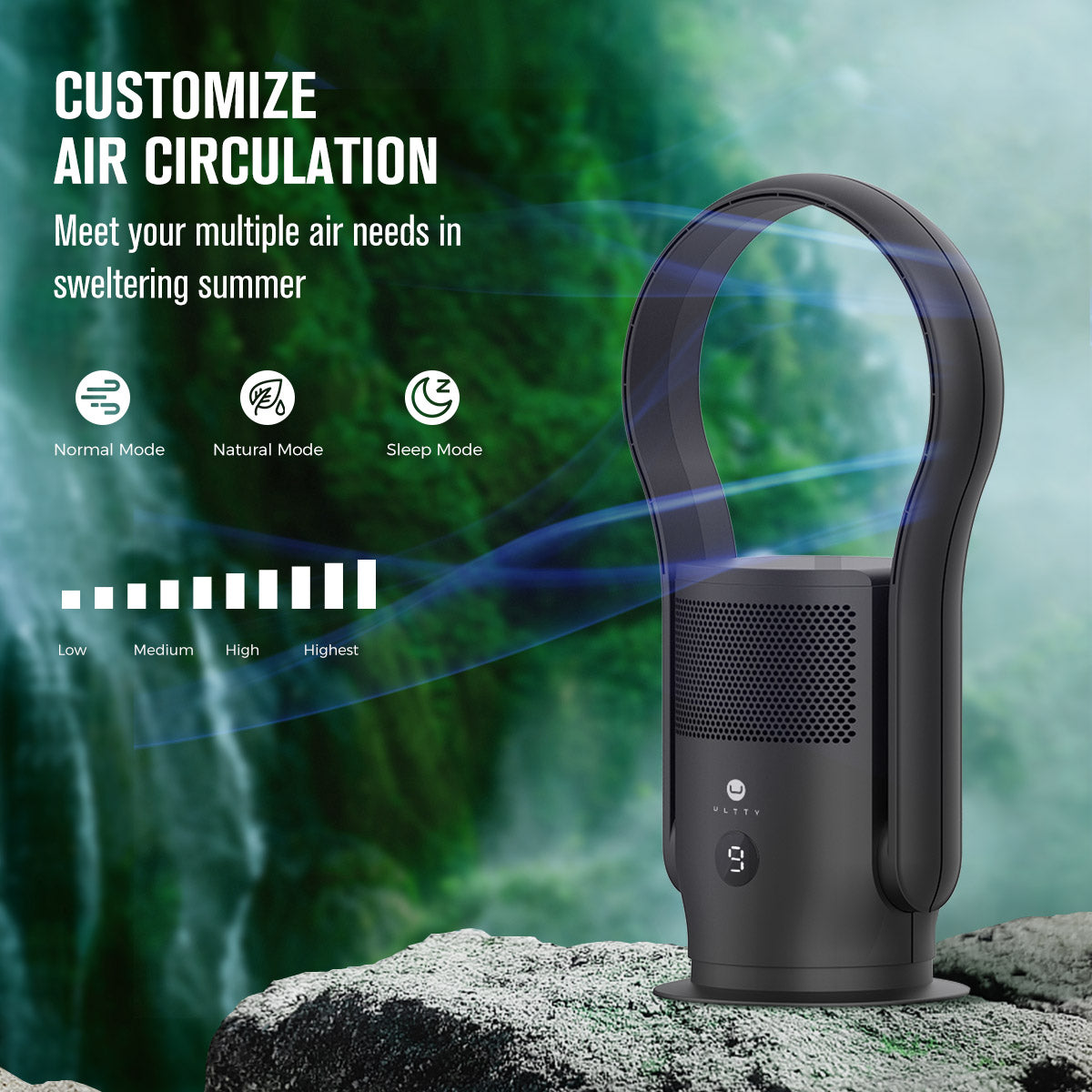 Bladeless Fan Air Purifier CR020,Black/White